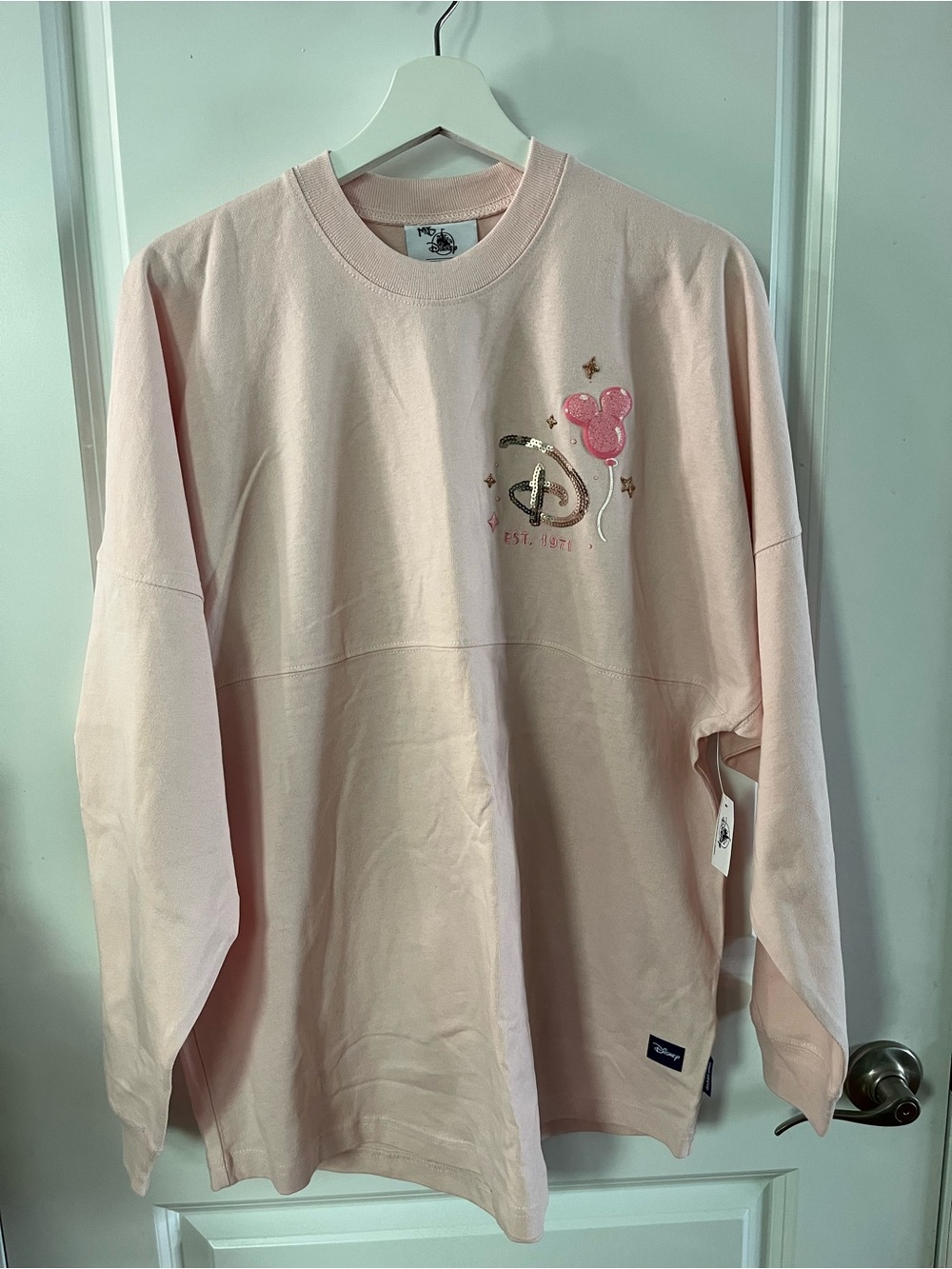 Walt Disney World Light Pink Spirit Jersey with Balloon Graphic and Sequins